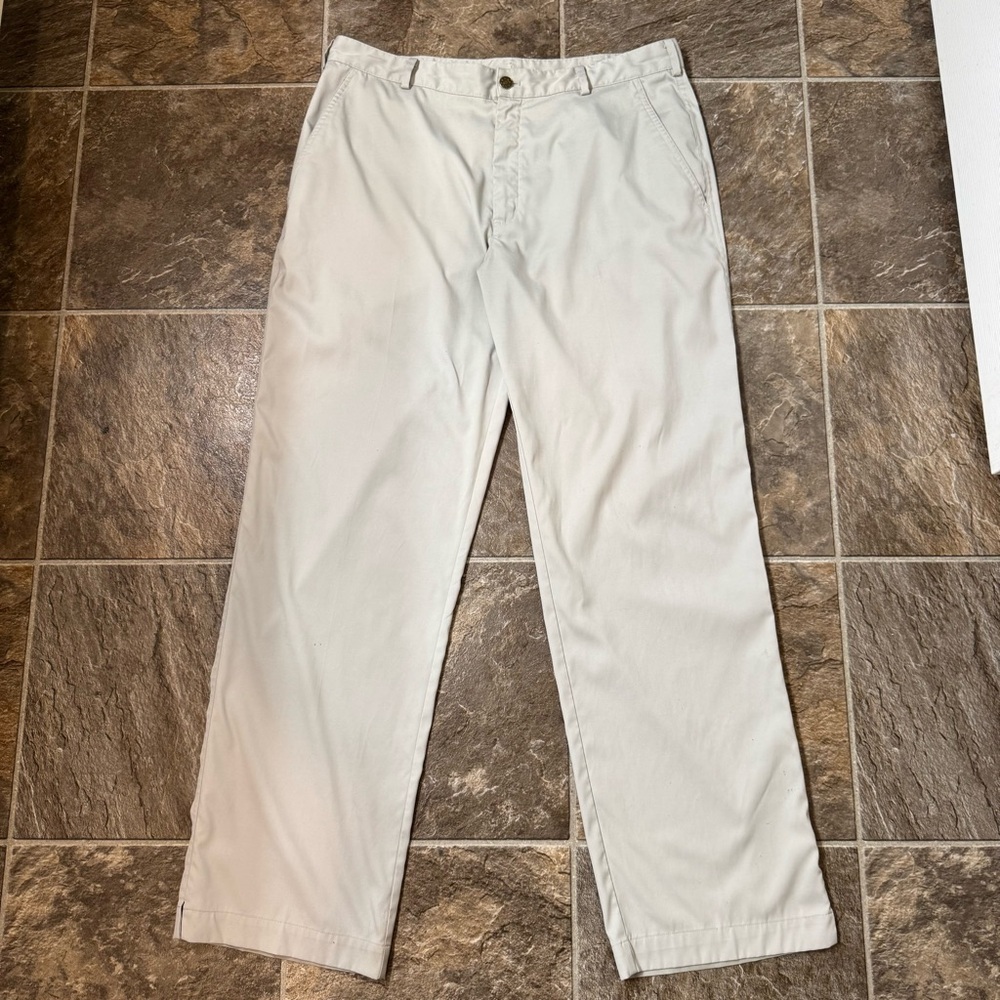 Nike Dri-Fit Chino Golf Pants Men's 34x32 Beige Khaki Swoosh Logo